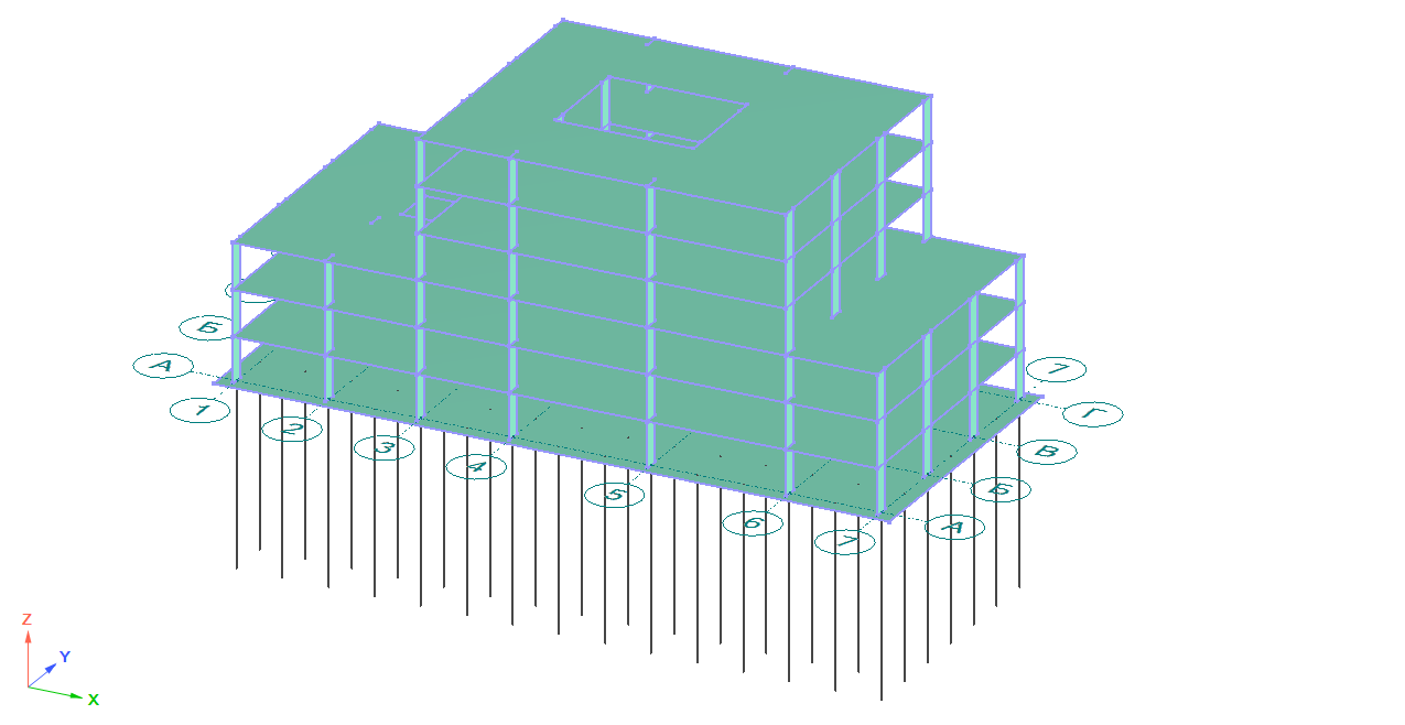 Пример модели здания в Лира 10.4