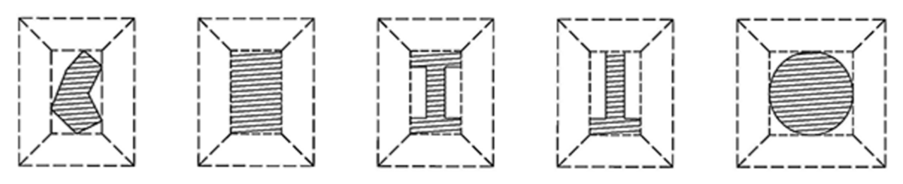 Приведение разных сечений колонн к расчетному прямоугольнику