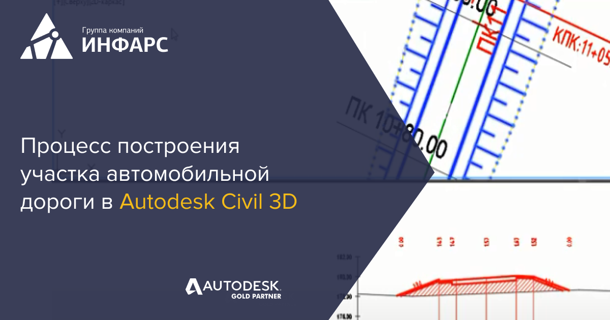 Процесс построения участка автомобильной дороги в Autodesk Civil 3D